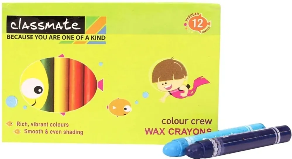 Classmate Colour Crew Wax Crayons, 12 Shades 10 Units Pack,